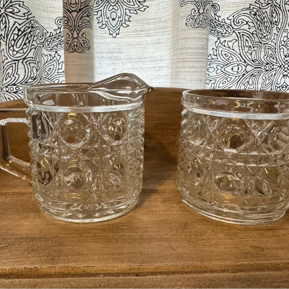 Vintage Federal Glass Windsor Button and Cane Set